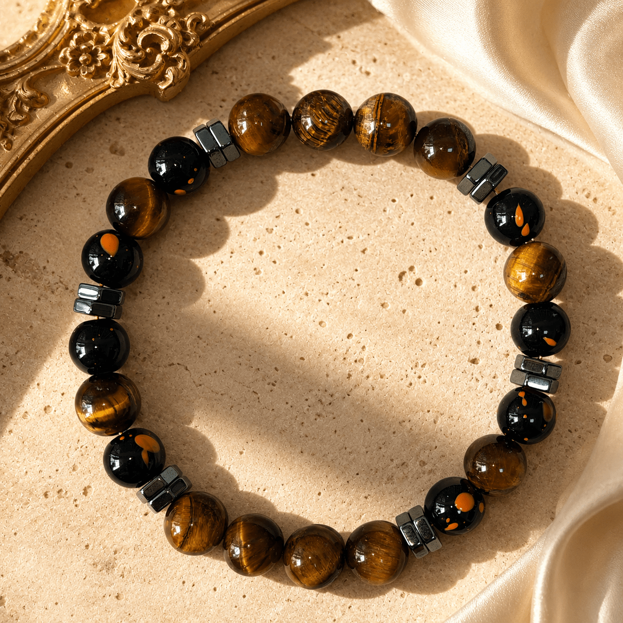 Wealth Natural Stone Beaded Bracelet with Tiger's Eye