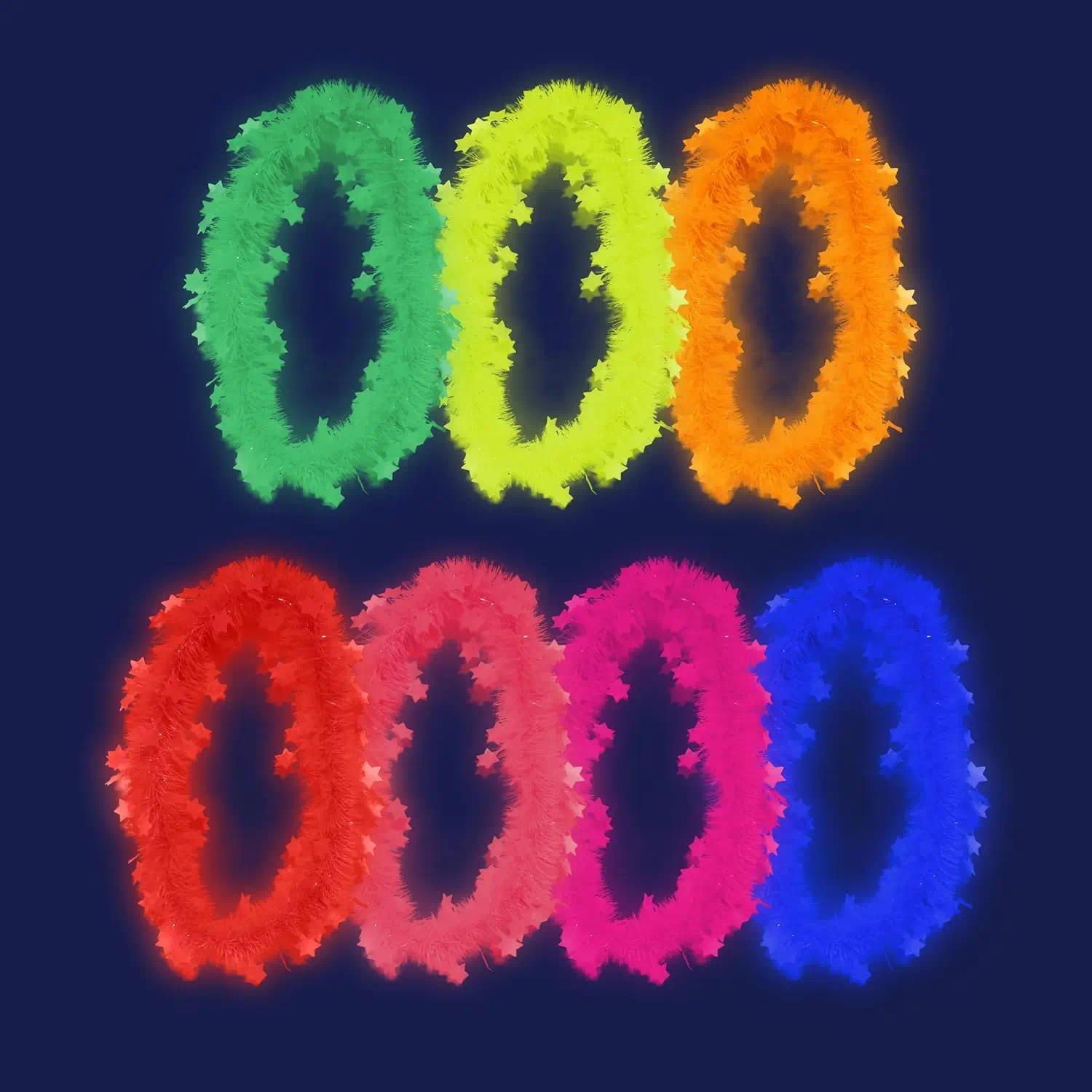 TEMU 7pcs Glow In The Dark Party Necklace Neon Fluorescent Blacklight Necklace Party Favors Tinsel Garland Necklaces For Adult Glow