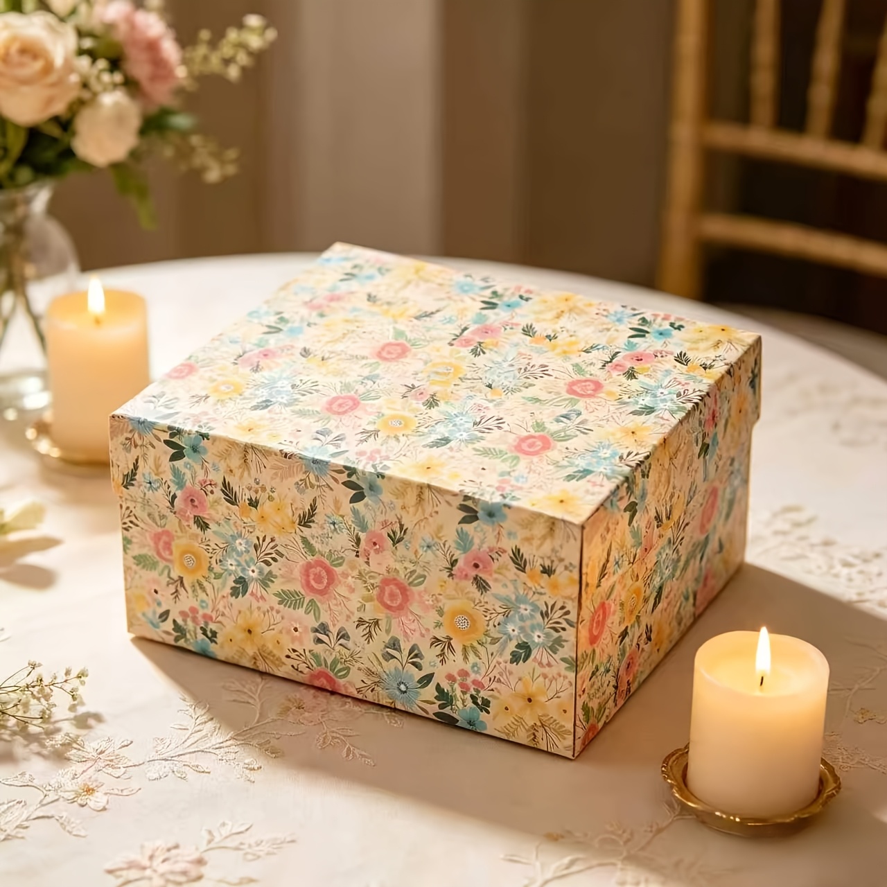 TEMU Rotolo di carta da regalo stampa - Carta da regalo con stampa di fiori gialli in stile boho per compleanni, matrimoni, baby shower e feste