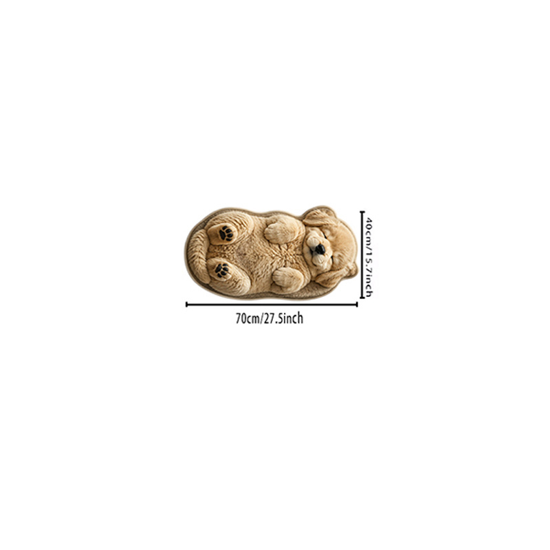 TEMU Velvet Pointed Base 2d Painting Thin Plush 3d Effect Non-long Pile Cute Golden Retriever Puppy Irregular Carpet Creative Trendy Lazy Puppy Shape