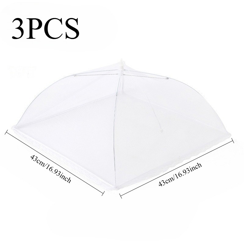 TEMU Of 3 White Food Covers For Picnics, Large Enough To Serve As A Dustproof Table Cover, Food Protective Cover, Foldable Mesh Food Tent, Reusable