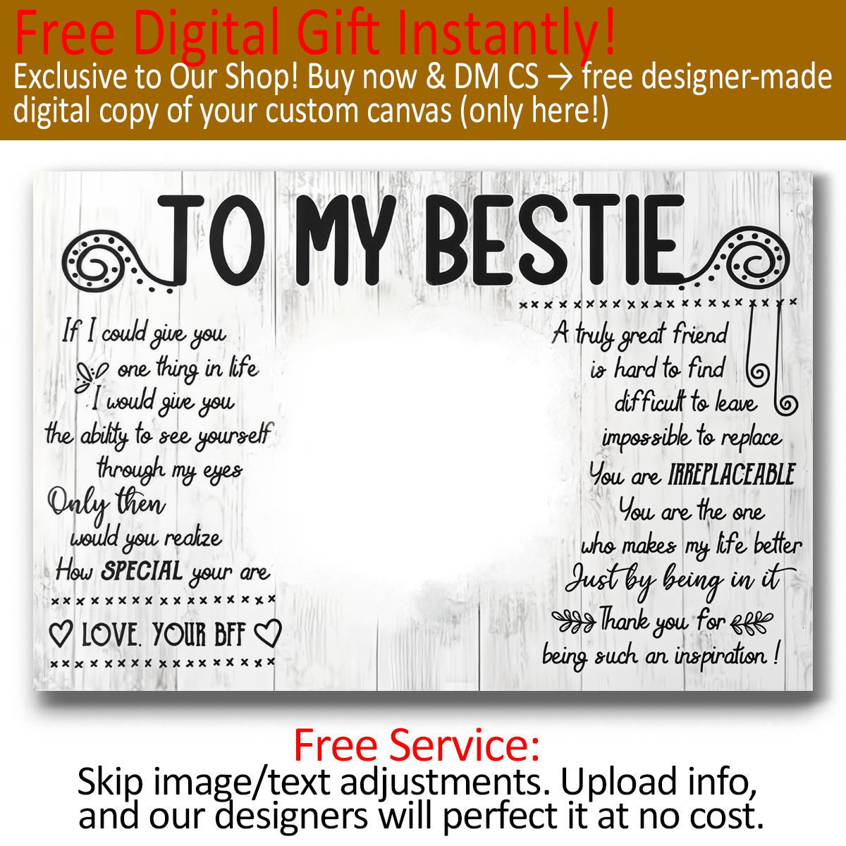TEMU Personalized Photo Canvas Print With Wooden Frame - Custom Picture Collage, Thick Wrapped Canvas & Fade-resistant Ink, Ready-to-hang