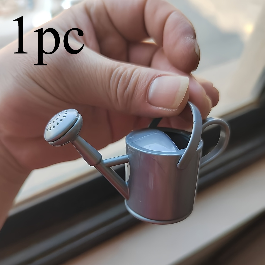 1pc mini watering cans durable plastic miniature watering cans silvery grey ideal for dollhouse gardening playsets   playset decor 0
