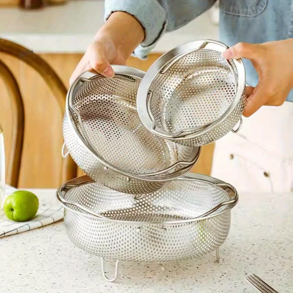 Stainless Steel Steamer Basket with Drain Function - Multi-Use Kitchen Tool for Rice, Soup, and Vegetables - Durable 304 Stainless Steel,   Cooking and Meal Prep, Kitchen Essentials | Stackable Design | Durable Kitchenware