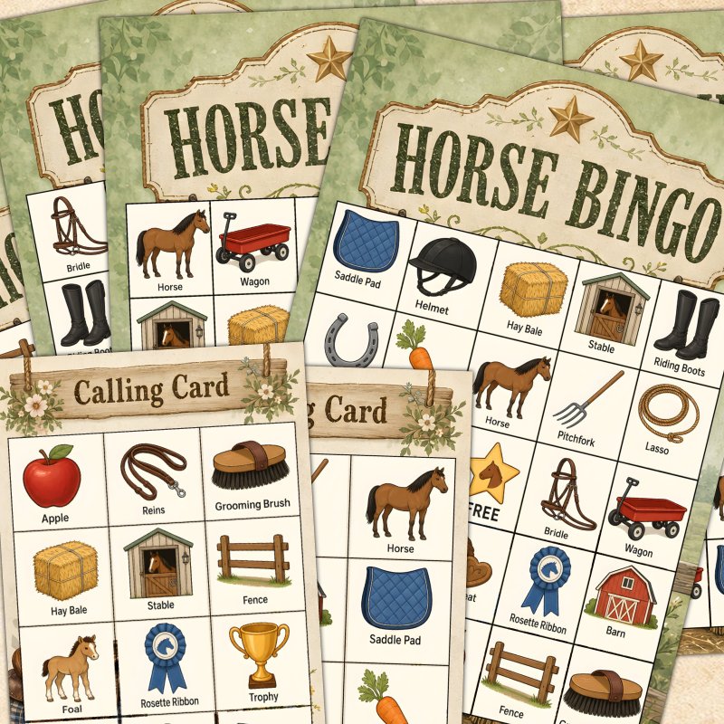 TEMU 20pcs Cmd Bingo Cards, Horse Bingo Cards Running Horse Bingo Printable Party Games Suitable For Classroom Activities Icebreaker Games Holiday