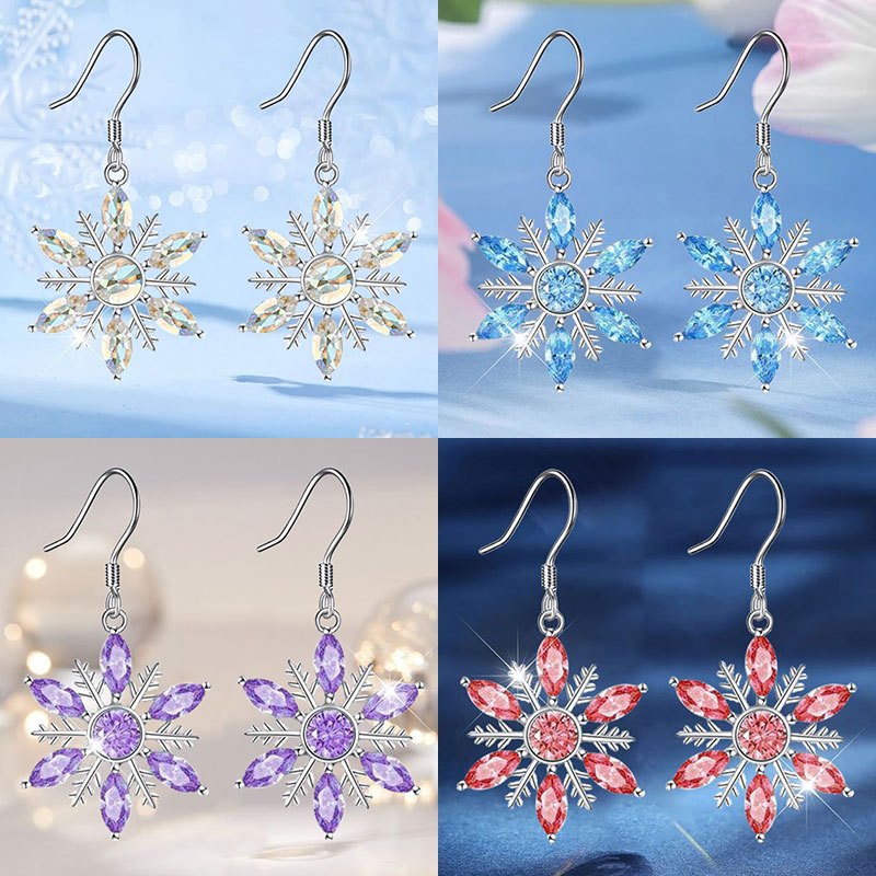 TEMU 8pcs Snowflake Earrings For - K -plated Snowflake Studs, Party & Everyday Gift, Winter Earrings For Christmas, Birthday, New Year ( Wear) - 8pcs