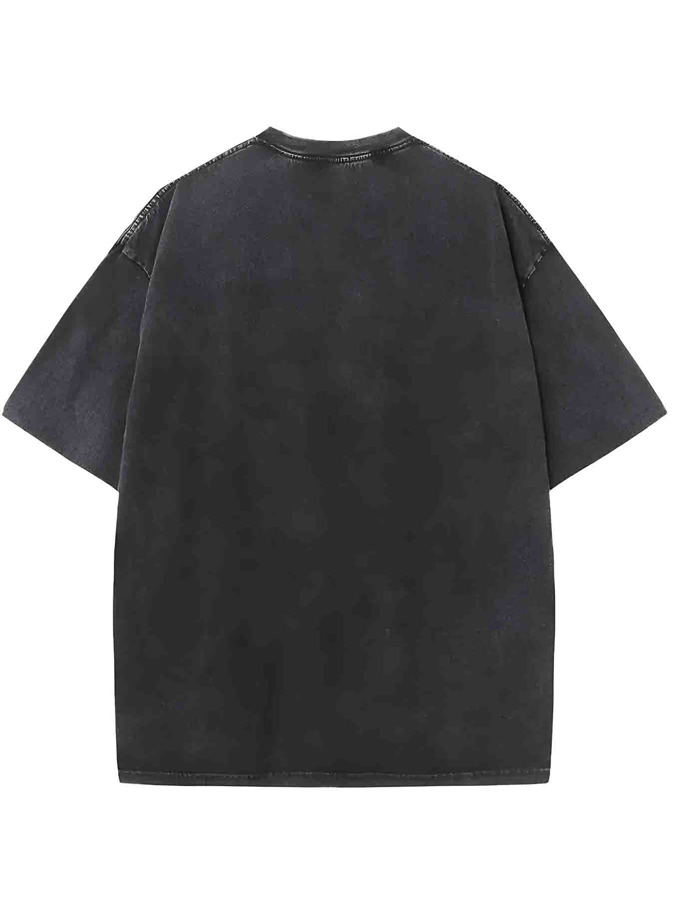 1pc of washed   cotton mens short sleeved shirt mens retro style i dont for   pattern pure cotton t shirt 230g washed gray casual loose fit round neck short sleeved suitable for summer and casual clothing t shirt