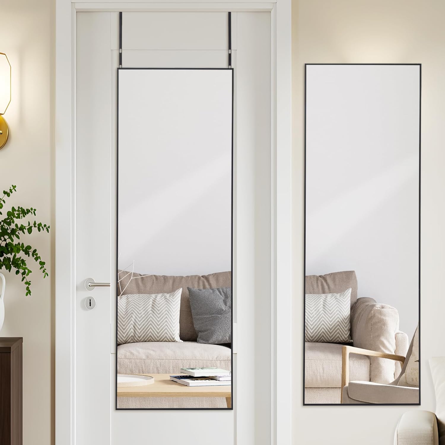 Image of 127 X 41 Cm Over The Door Mirror With Hanger Golden Aluminium Alloy Frame Full Length Hanging Door Mirror Wall For Bedroom Dormitory Mounted