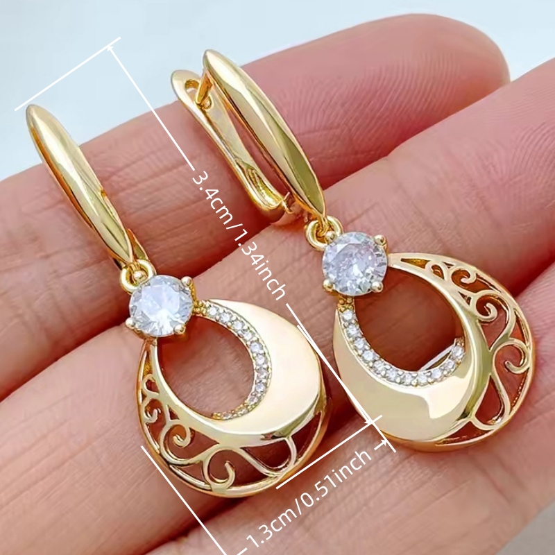 Women's Exquisite Synthetic Zirconia Round Drop Hoop Earrings