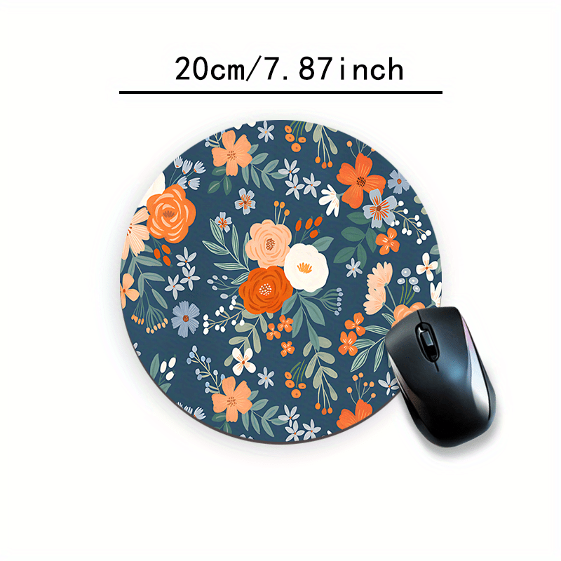 TEMU Vintage-style Small Round Mouse Pads Featuring Botanical Design, Perfect For Gaming And Office Use. Non-slip Rubber Base Desk Pads Make Great