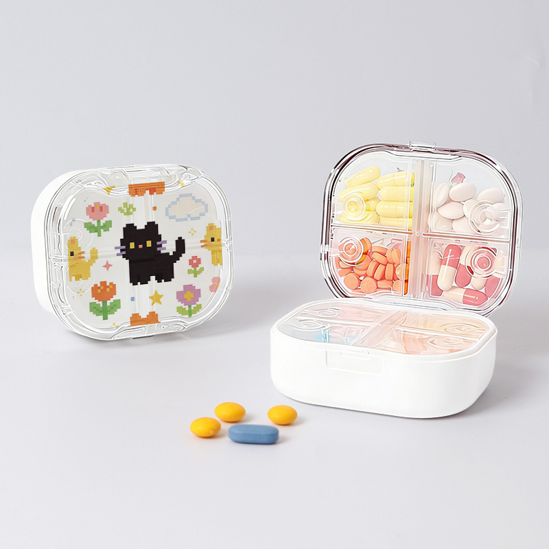 TEMU Boîte à Pilules Portable Pixel , Portable, Scellée, Étanche à l'Humidité, -Poussière, Grande Capacité, Mini Organisateur Hebdomadaire de