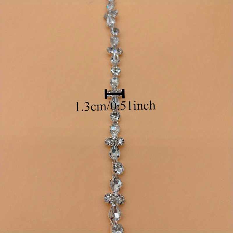 TEMU Liseré en strass, Chaîne en strass cristal, Décoration d'applique en strass, Parfait pour embellir chaussures, chapeaux, vêtements, sacs et