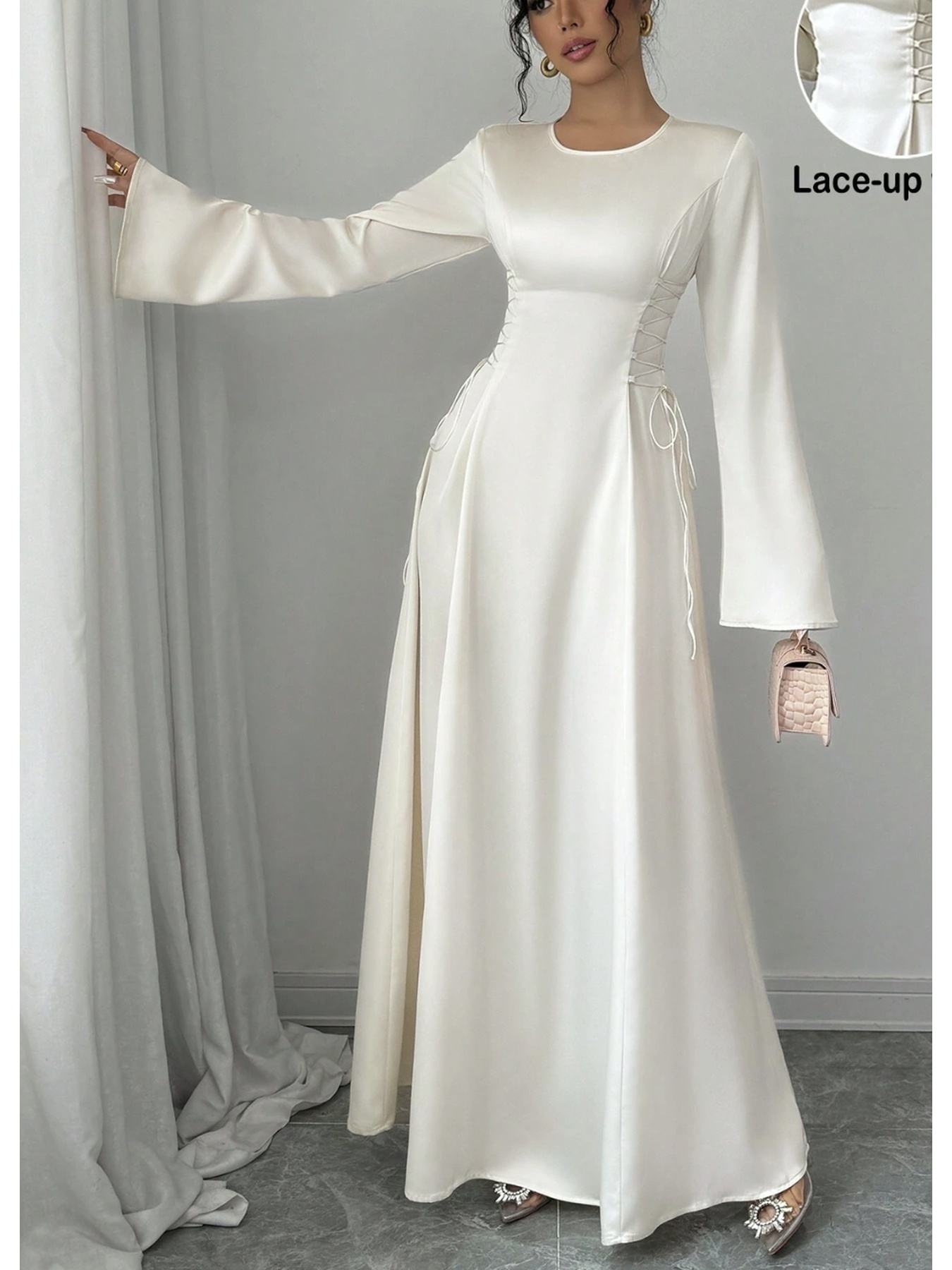 long sleeve white dress canada * And Autumn Stylish Elegant * Large *-Shoulder Long Sleeve * Bodycon  Women'S Long Dress