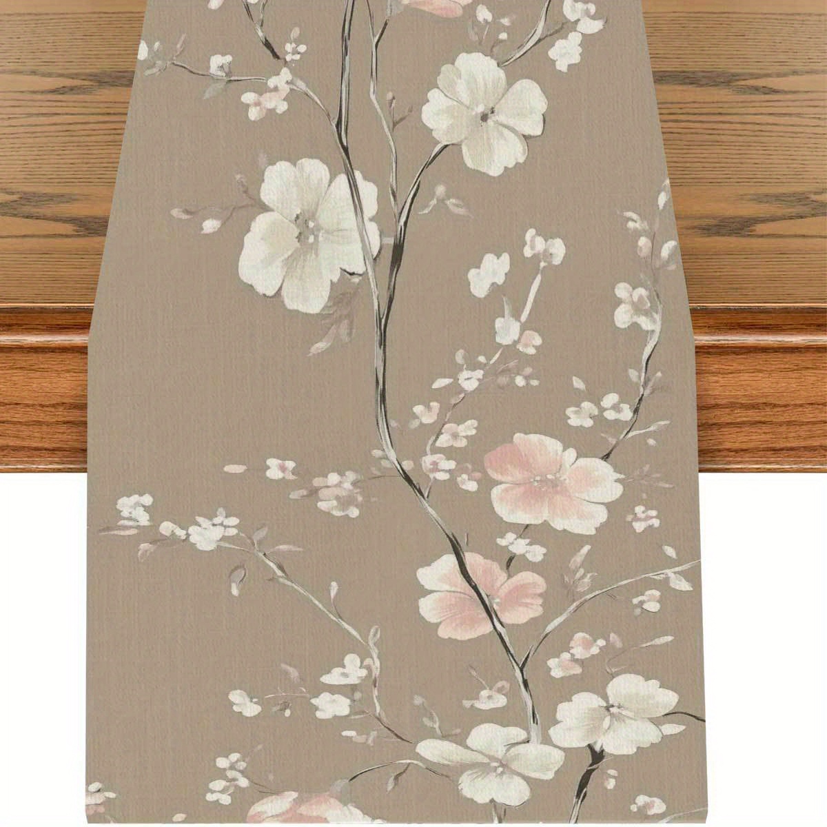 1pc, 2d Flat Printing, Elegant Floral Table Runner, Home Decor, Warm And Pattern, Suitable For All Dining Table Styles, Adds An To Life, Suitable For All Table Decorations. Make Meal
