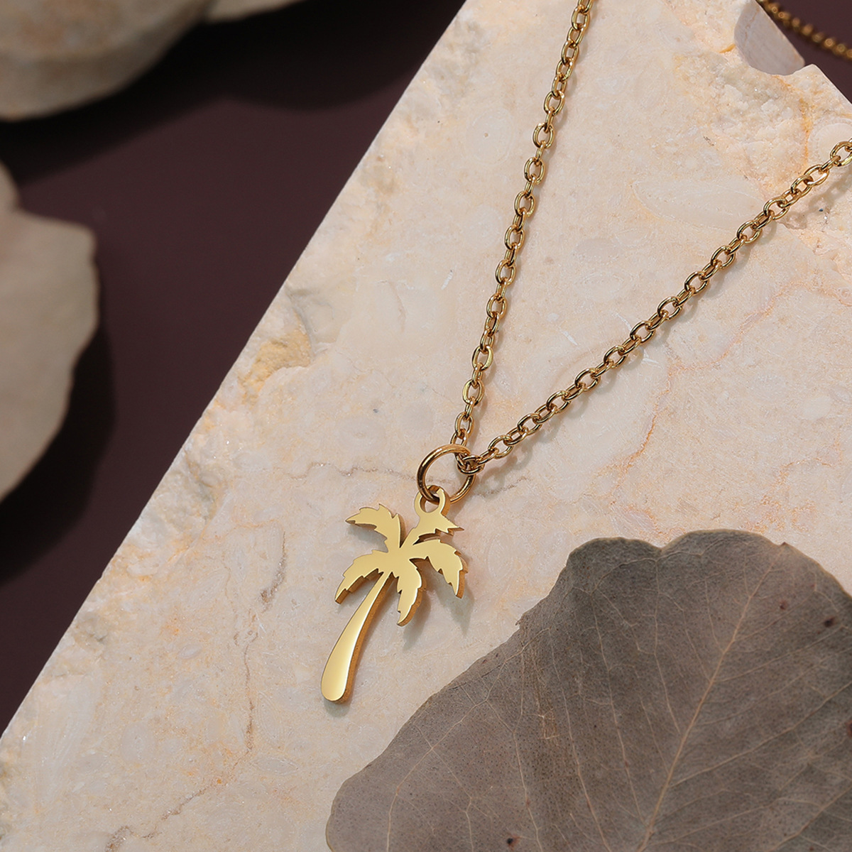 Coconut Tree Pendant Necklace - Minimalist Design