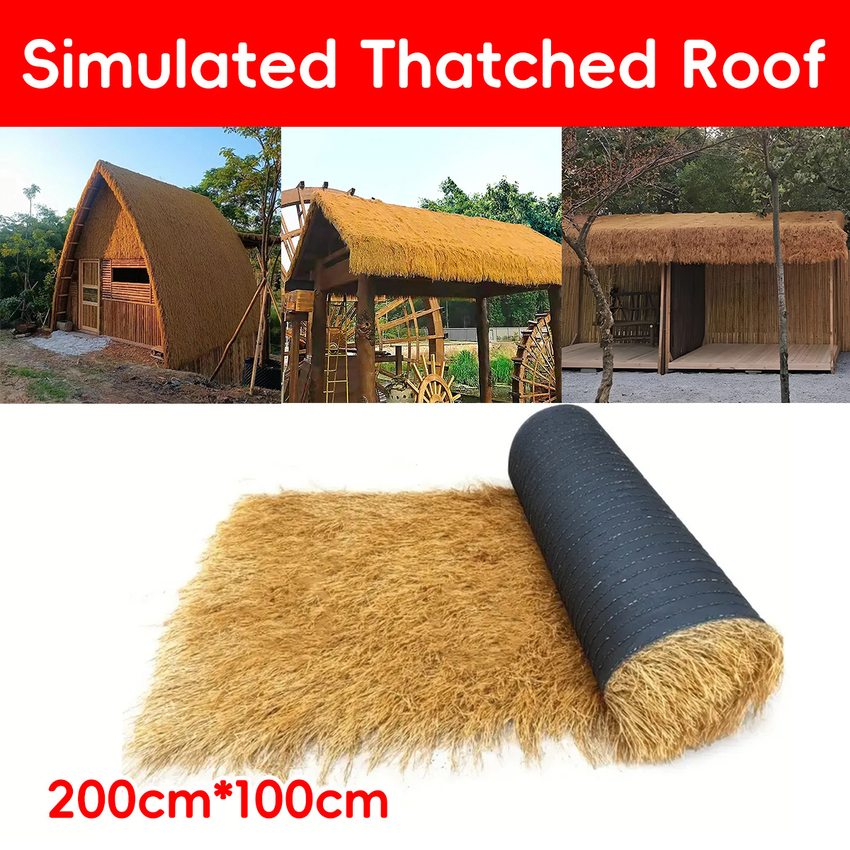 1pc artificial thatched roof roll fire retardant synthetic dry grass for garden decor   bar fence patio yellow   thatch hunting cover plastic material