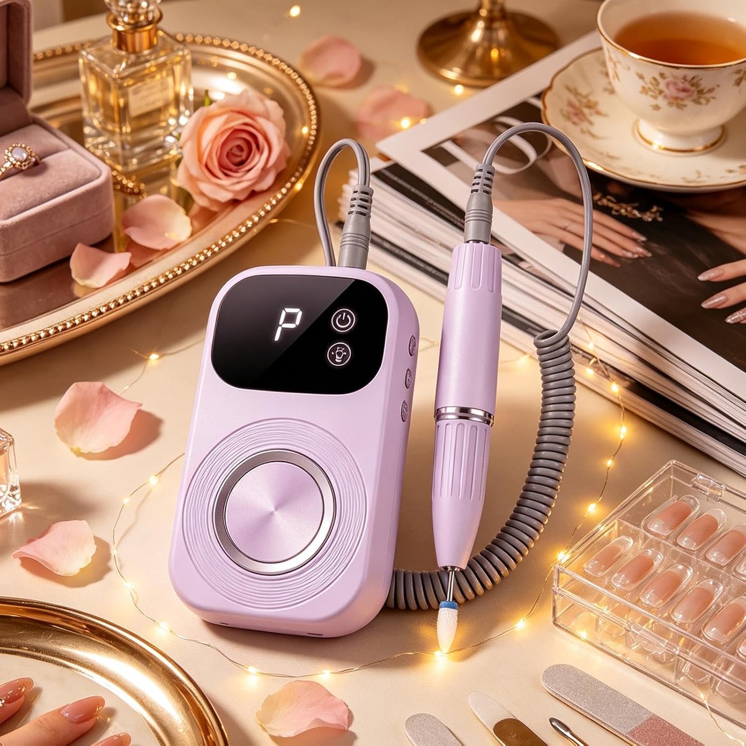 Portable Electric Nail Drill with Nail Lamp, Professional Set