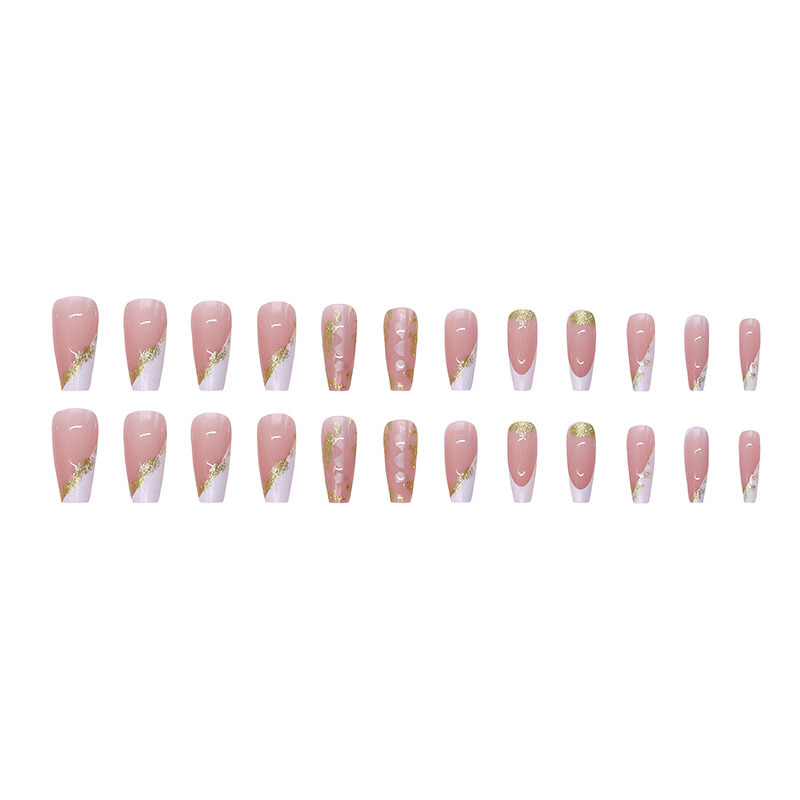 TEMU 24pcs Nude Base White French Tip Shell Chip Ballerina Press On Nails, Glossy Luxury Banquet Fake Nails, For Women Wedding Holiday Party All