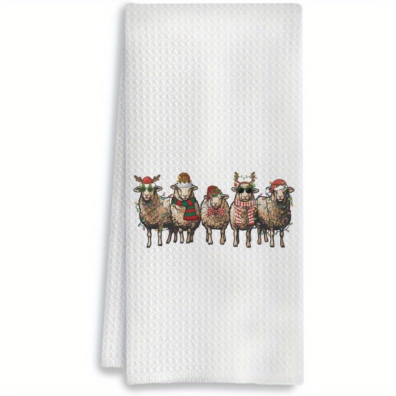 TEMU 1pc Christmas Kitchen Towel, 18x26 Inch, Polyester Dish Cloth, , Machine Washable, - Oblong Tea Towel, Farmhouse Decor For Kitchen & Bathroom