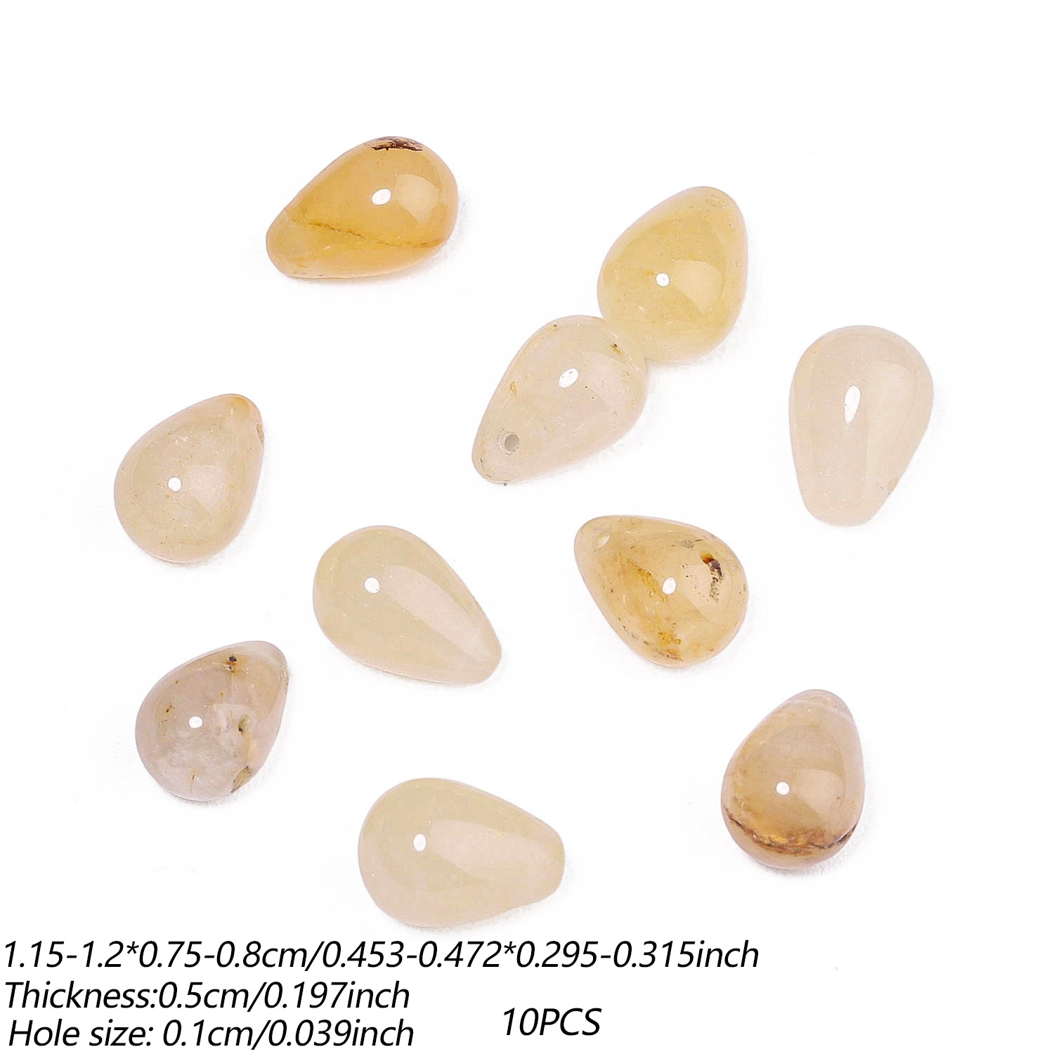 TEMU Perles d'espace libres en calcedonie jaune de naturelle de 8X12 mm de pour la fabrication de bijoux, bracelets élégants, , boucles d'oreilles,