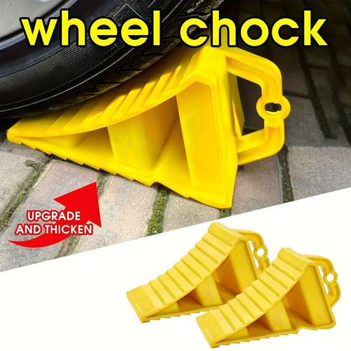 4 Pack Heavy Duty Solid Wheel Chocks - Truck, RV, Camper, Trailer, Car Tire Stoppers