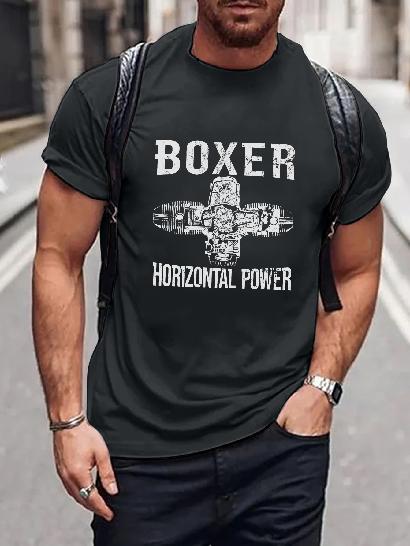 men's boxer graphic t shirt short sleeve black white print Temu