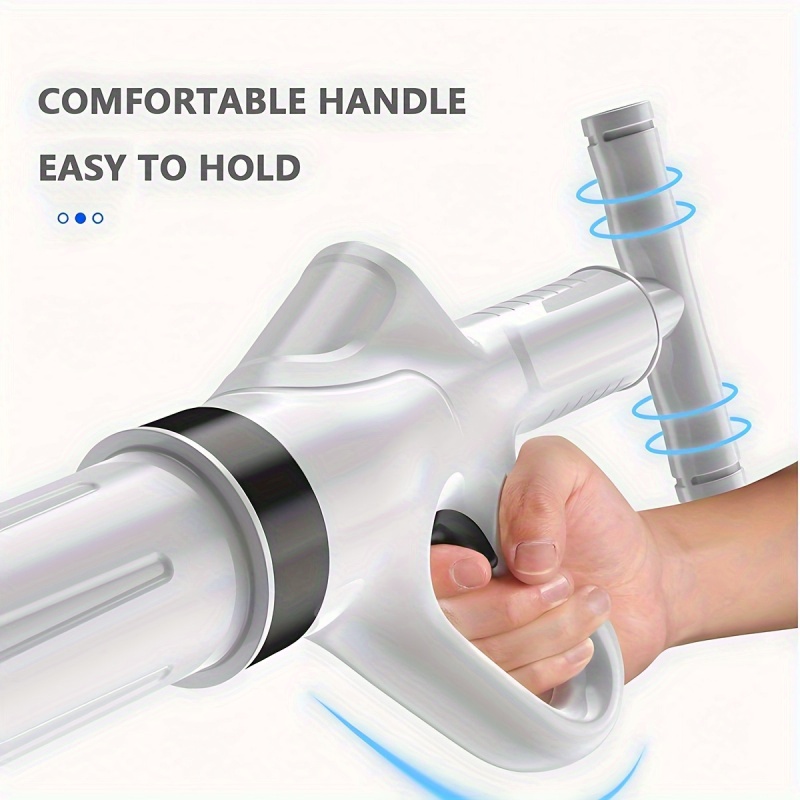 Powerful Drain Pipe Jet Kit, 5 Size Nozzles and Pressure Gauge, No Electricity Needed, Stubborn Toilet/Sink/Shower Clogs, Heavy Duty Durable ABS Tool