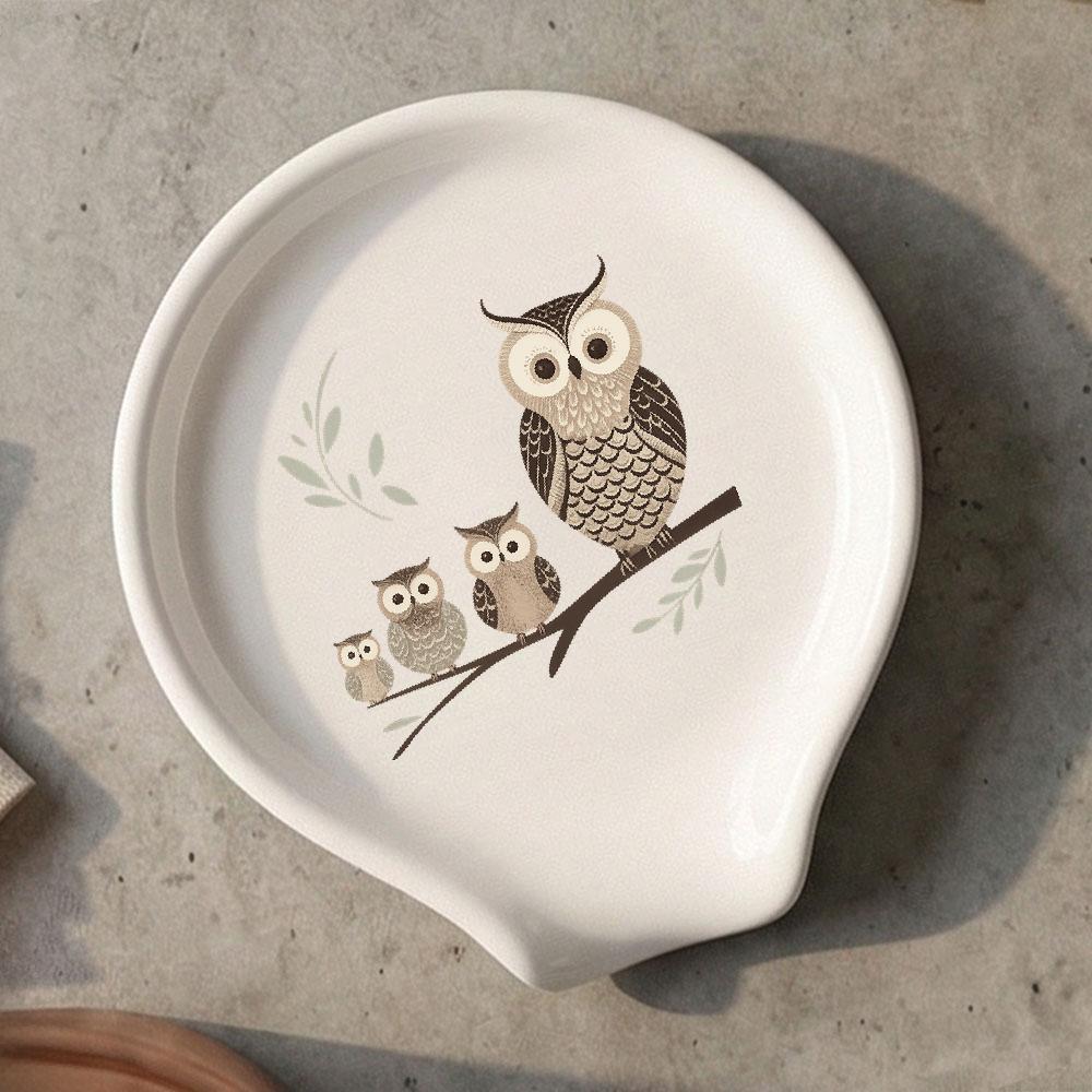 TEMU Ceramic Spoon Rest, Spoon Holder, Minimalist Design, Durable Utensil Rest, Perfect Gift For Owl Lovers And Enthusiasts