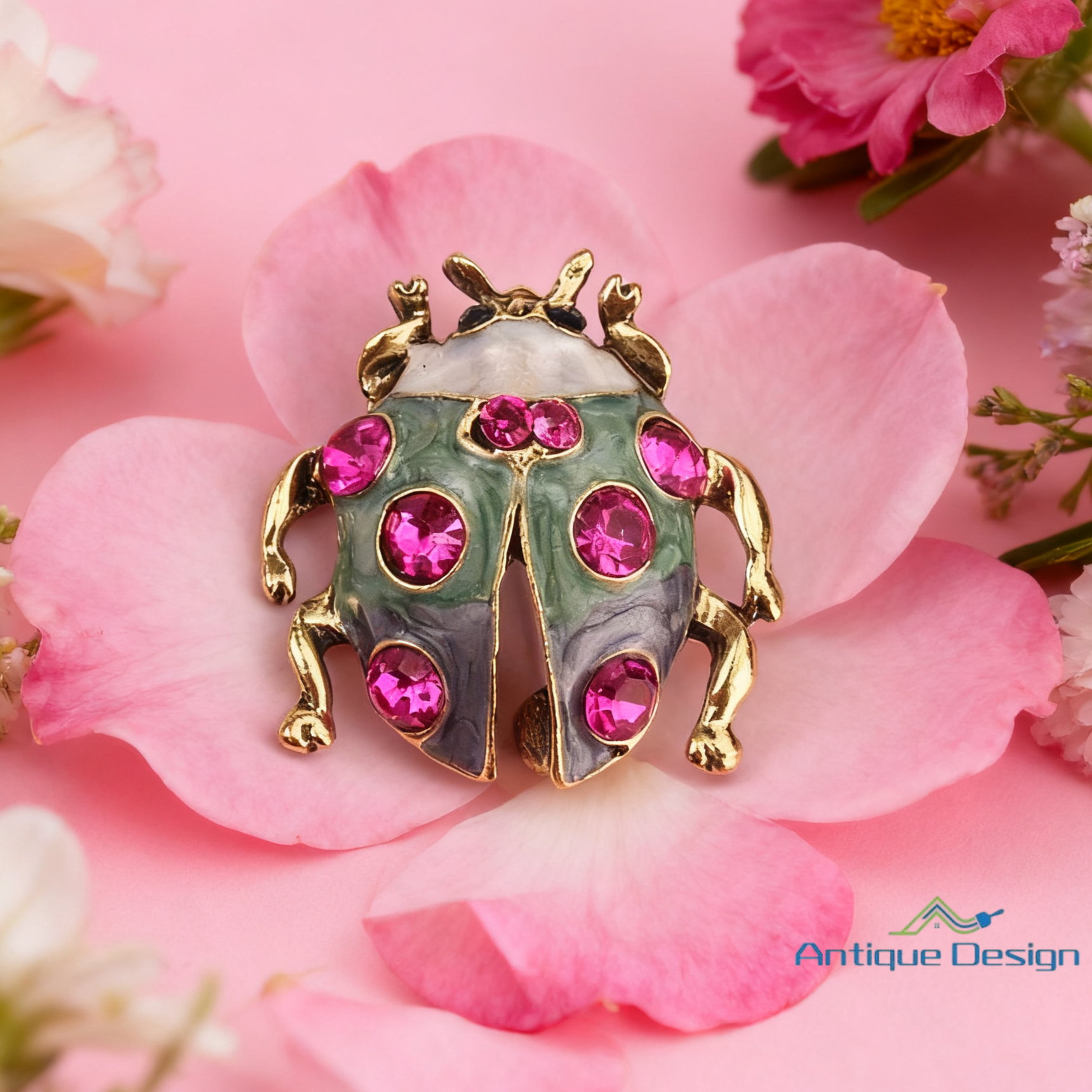 Rhinestone Ladybug Brooch - Cute Enamel Animal Pin For Women