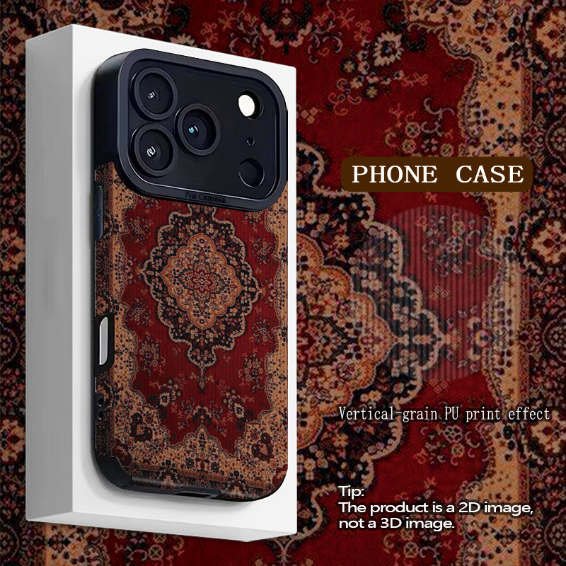 TEMU Phone Case - 1pc 2d Distressed Vintage Ethnic Carpet Pattern Phone Case For Iphone