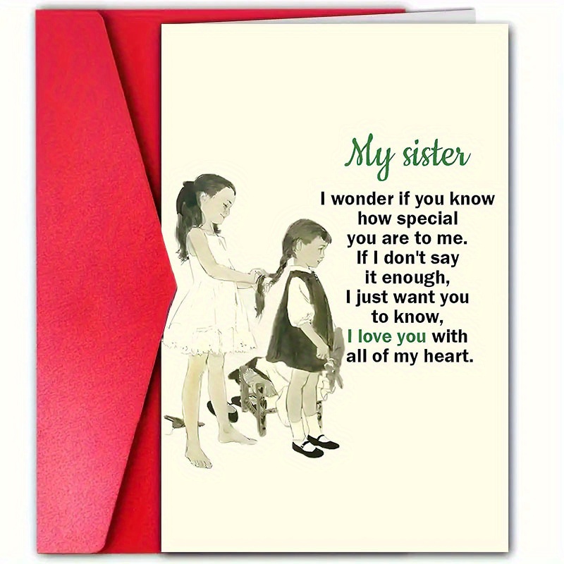 TEMU 1pc, Meaningful Birthday Card, My Sister, I Want To How Special You Are To Me, Envelope (4.72in X 7.09in), Suitable For Birthday, New Year,