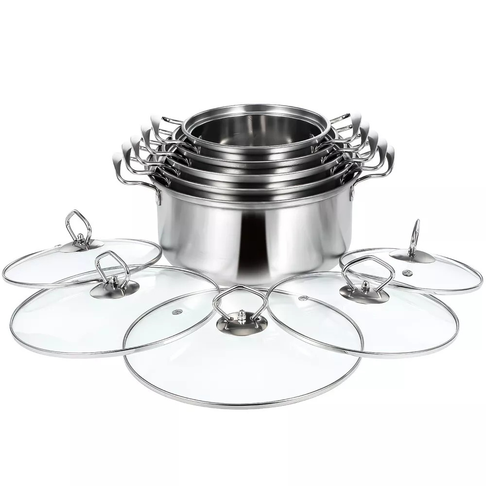 TEMU 5 Sets Induction Stainless Steel Cookware Cooking Pots Pan With Lids Set