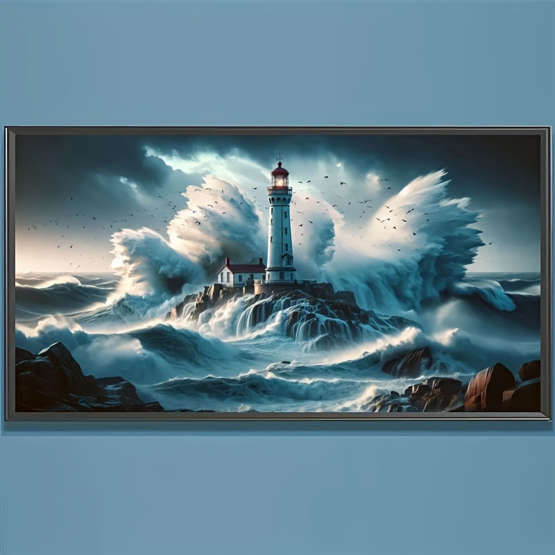 

Lighthouse 5d Diy Diamond Painting Kit, Round Art Set For Decor, Handcrafted Gift, Bedroom & Living Room - 19.75x39.4 Inches