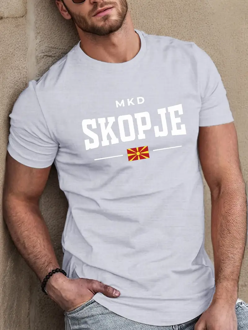 muška casual majica skopje - rukави, okrogla , ljetna majica со дизајн на знамето на северна , лека и удобна, casual ljetna облека | grafitska majica | lekva majica детали 15