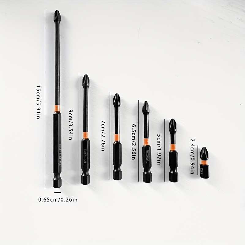 6er-Set Schraubendreher-Bits – Kreuzschlitz PH1/PH2, 150 Mm Lang, Magnetisch, S2-Stahl, Für Akkuschrauber