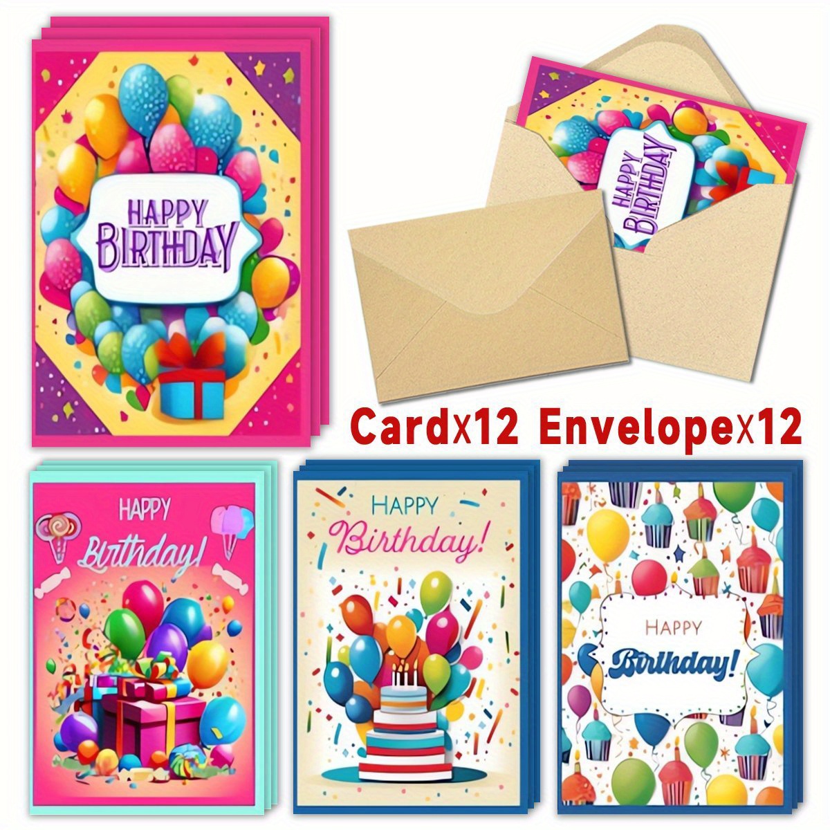 

24 Greeting Envelopes - Assorted Fun And , Blank , For , , - For Christmas And New