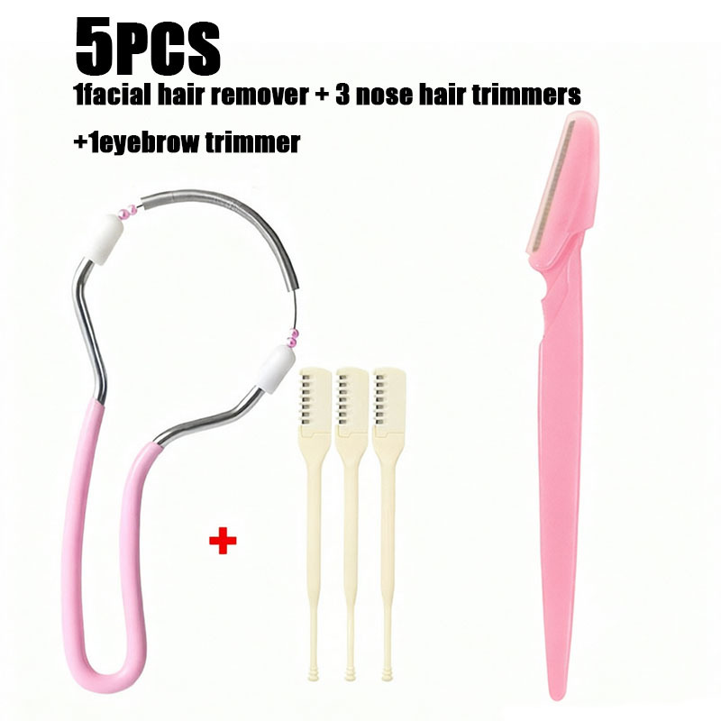 TEMU 5pcs Hair Remover Set - Safe And Painless Facial Hair Removal Tool For Lips, Beard, And Legs, Full Body Grooming Kit
