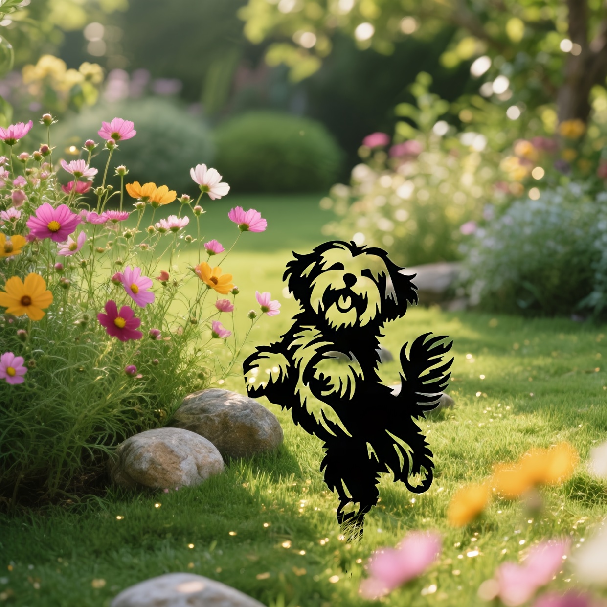2d Flat, 1pc Garden Decor Ground Plug - Transparent Outdoor Yard Ornament, Happy Jumping Puppy, Standing Dog With Eyes And Fluffy Fur - Durable Ground Decoration For Lawn, Patio
