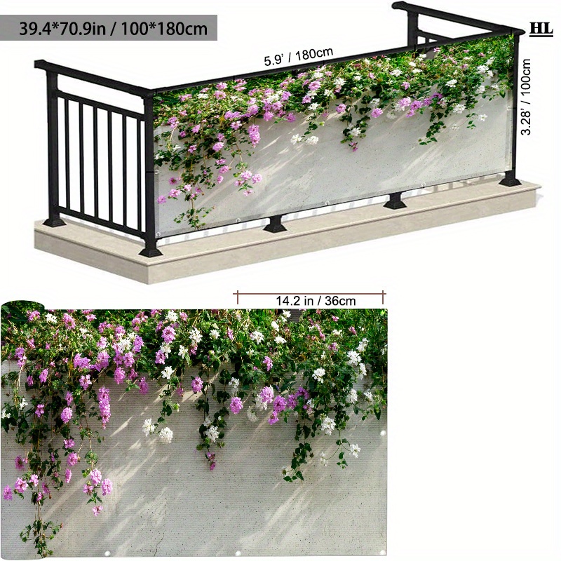 TEMU 1pc Clôture Décorative, Écran d'Intimité Extérieur pour Balcon, Décoration Murale avec Motif Imprimé Numérique Élégant, 3 Tailles de Couverture