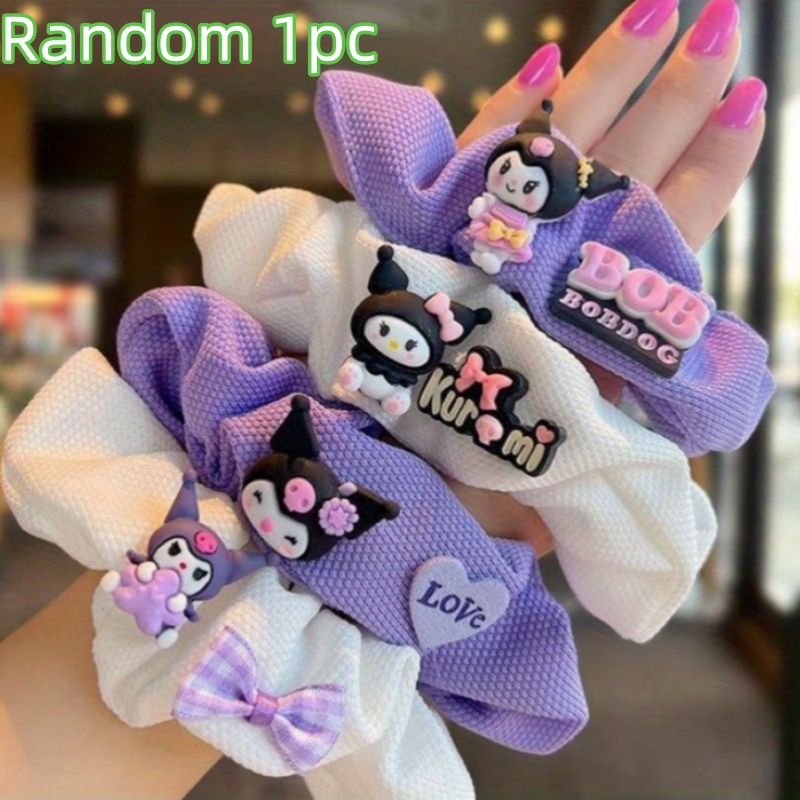 Image of [authorization] Cute Cartoon Black Fan Decoration Hair Ring, Choose Cute Headband And Anti Slip Ponytail Headband, Suitable For Women' Wear