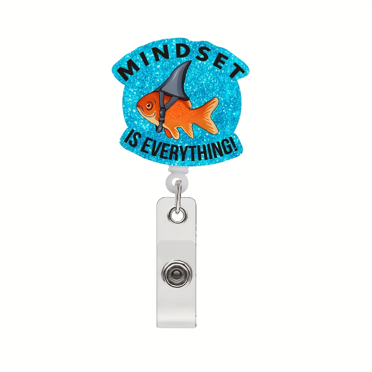 TEMU 2d Durable Construction | "mindset Is Everything" Acrylic Stretchable Id Badge Reel, With Durable Clip - Ideal For Nurses, Social Workers,