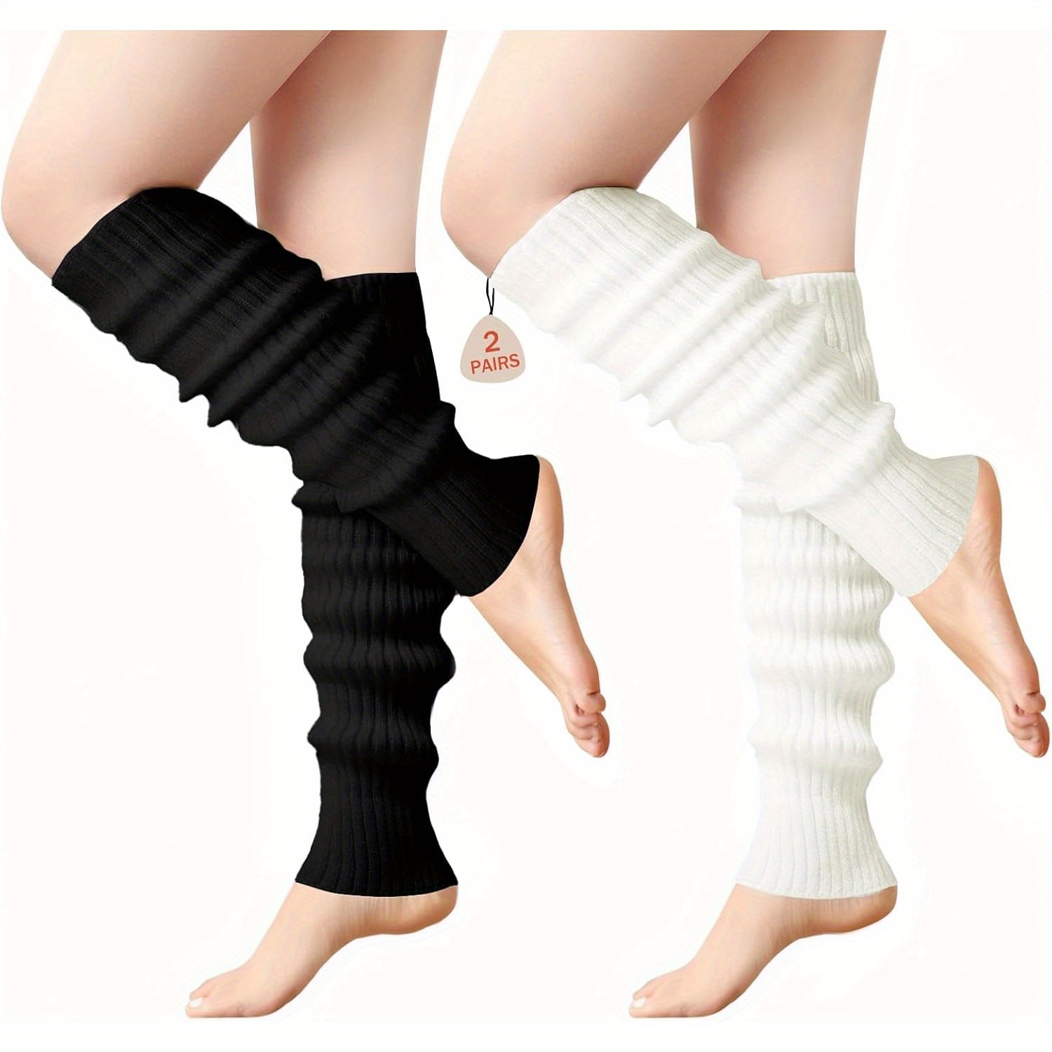 

Y2k Fashion Neon Ribbed Leg Socks - Women's Stretchy Acrylic Leg Warmers, Knitted Knee-high Socks With Cuffs, Warm & Soft For Sports And Yoga