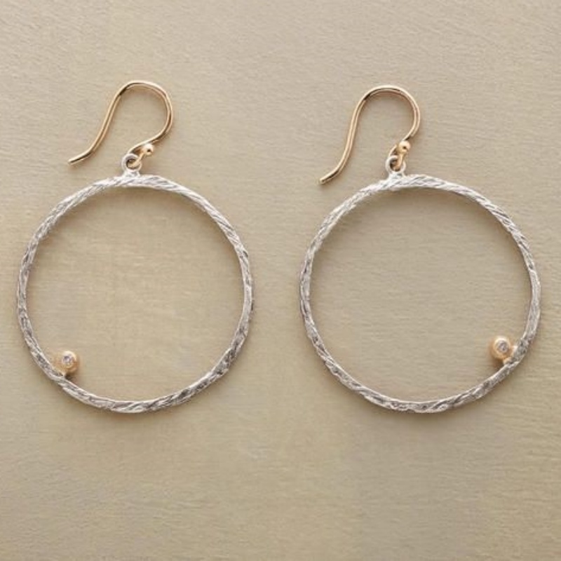 Hand Hammered Circular Dangle Earrings for Women