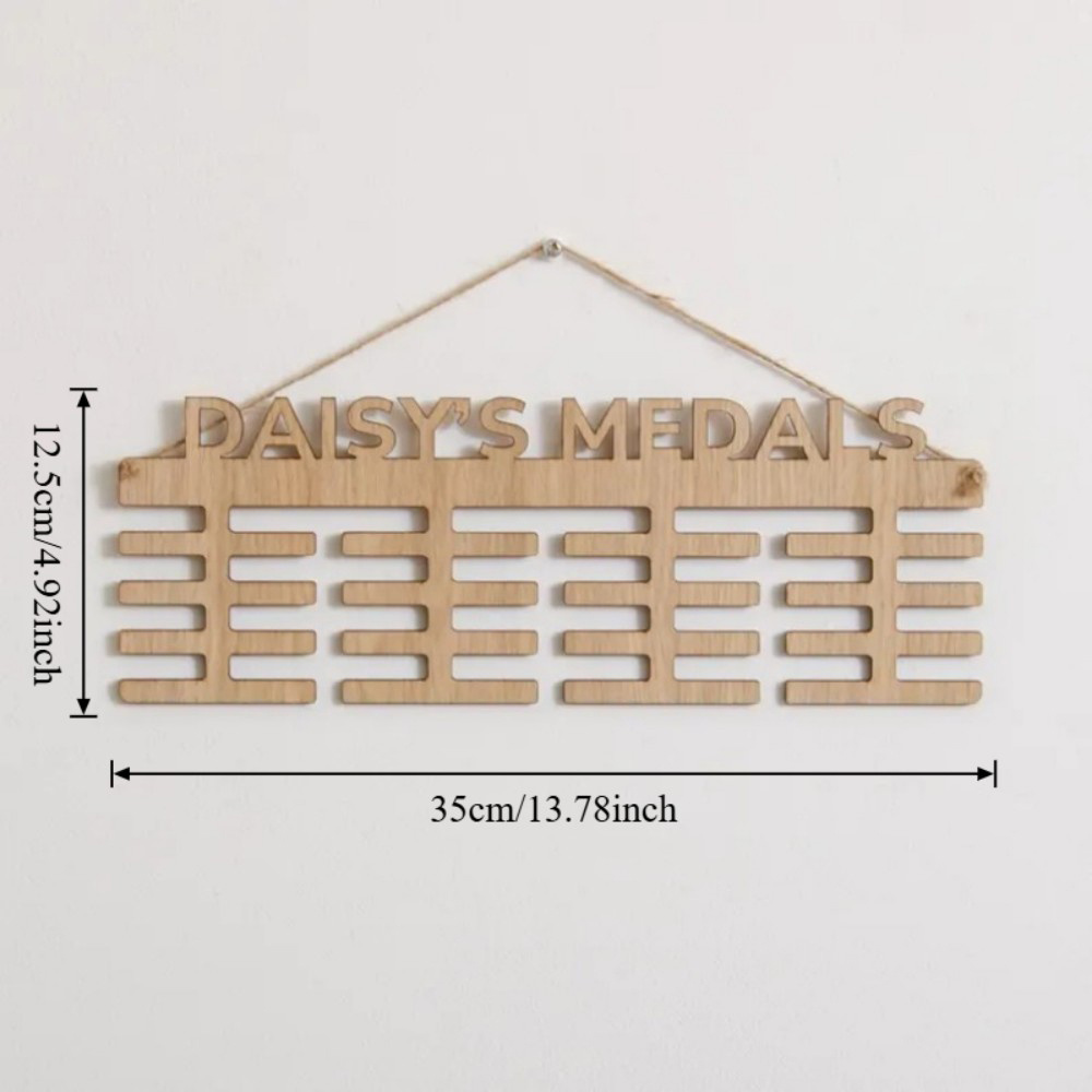 TEMU d'Affichage de Médailles avec Nom/Numéro - Support Mural pour Médailles de Marathon, Rangement en Bois Artificiel pour Médailles de Course, ,
