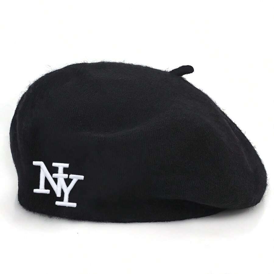 TEMU brodé pour femmes, chapeau en feutre de couleur unie d'artiste français, coiffure de mode street style pour , disponible en plusieurs couleurs