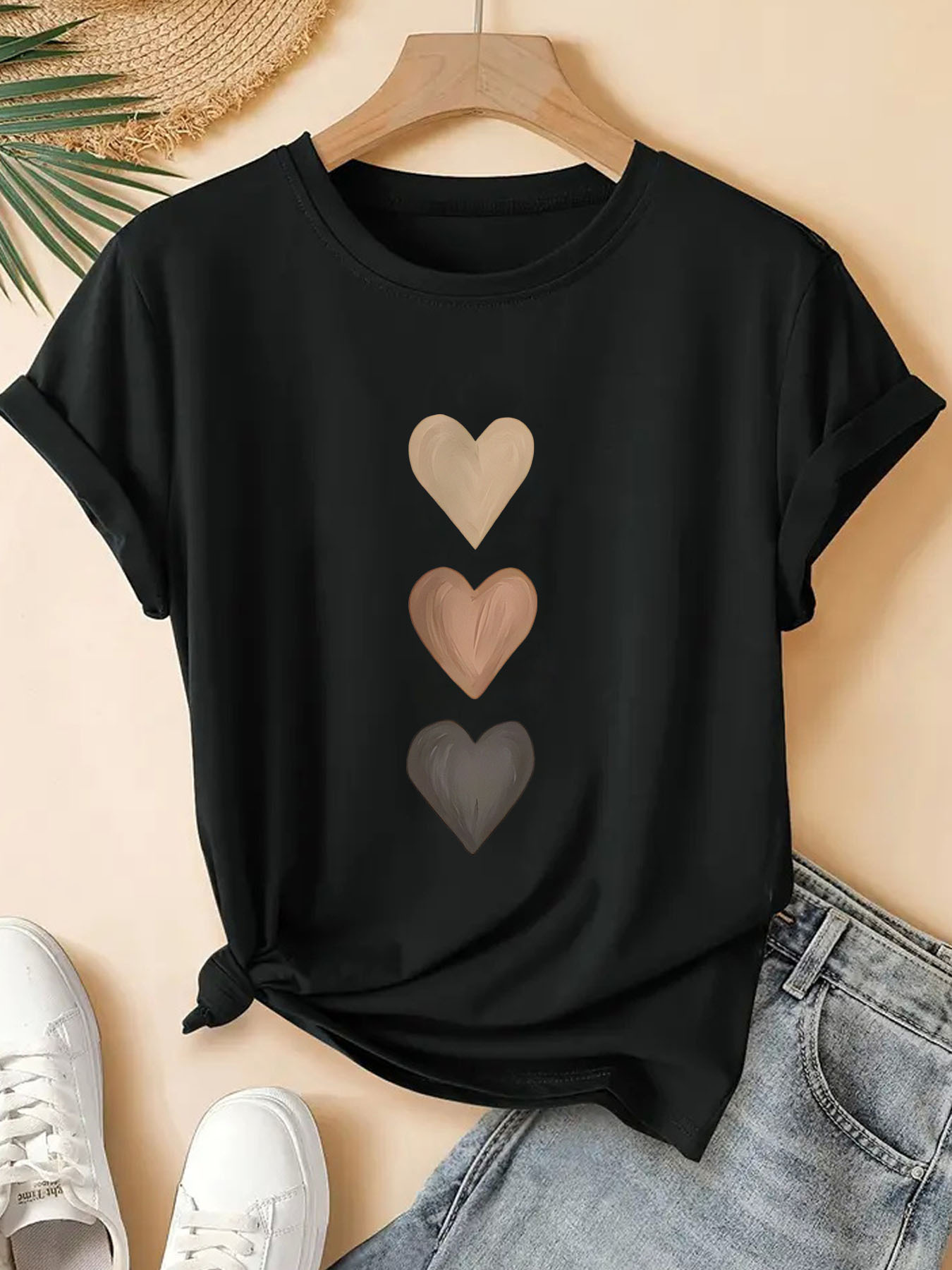 Tシャツ・カットソー Fallett Heart Logo Stripe Short Sleeve 4HA104 heart shirt sold on Temu United States