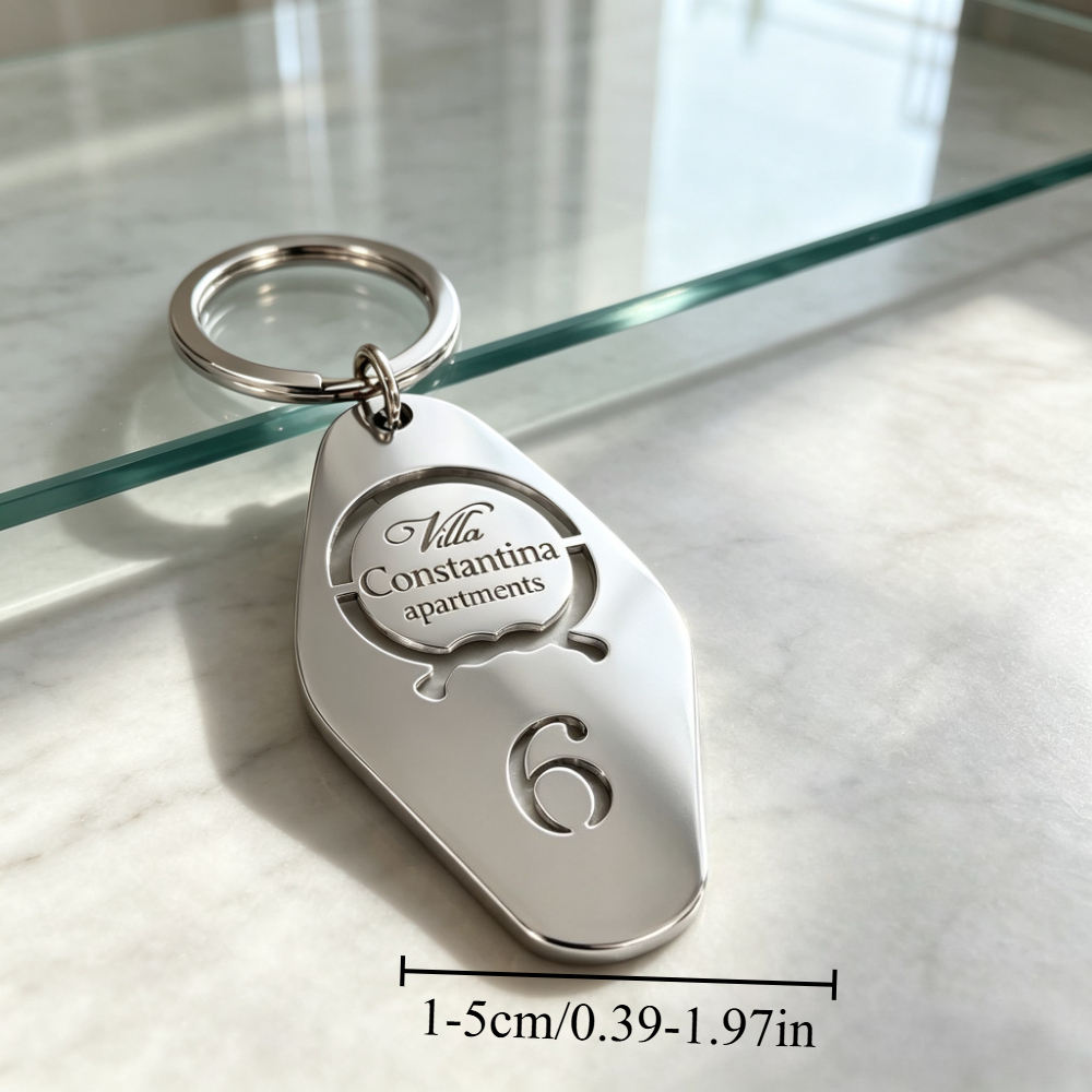 TEMU Custom Keychain With Laser Cutting , Personalized, Stylish, Durable, Rust-proof, Anti-loss Gift. Suitable For B&bs, Hotels, Motels, Christmas,