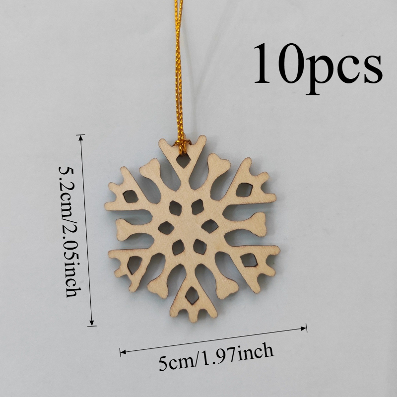 TEMU 10pcs Snowflakes Ornaments Set, Wooden Christmas Ornaments, Christmas Decoration, Christmas Tree Snowflakes