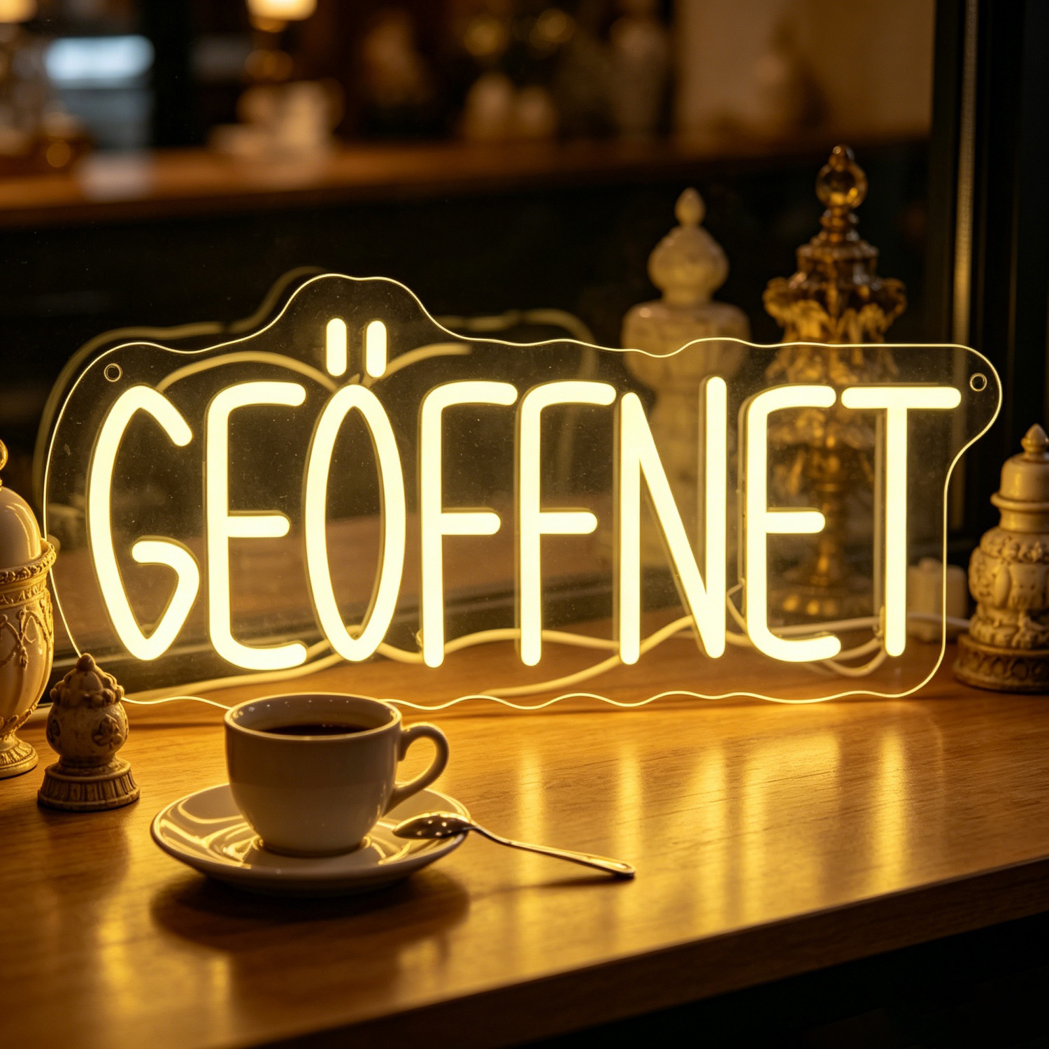Image of Open Neon Sign, Warm White Led Open Sign For Business, Usb Powered Neon Light For Coffee Shop, Bar, Cafe, Restaurant, Storefront Decor, Welcome Sign For German Shop