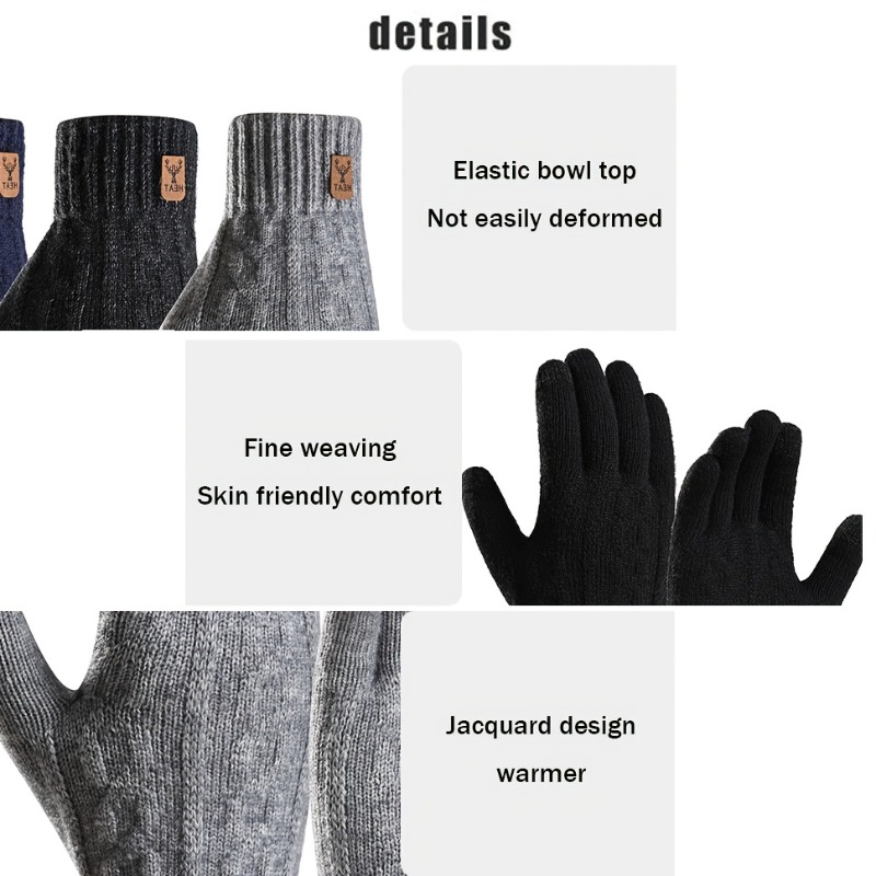 Fleece-Lined Thickened Alpaca Touchscreen Gloves
